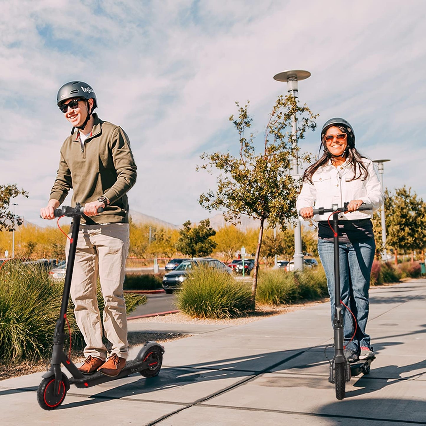 Electric Scooter 8.5" Solid Tires 350W Motor 10.5Ah Battery Up to 23 Miles Range 19 Mph Speed Portable Folding Commuting Scooter Double Braking System, Max Load 264Ibs