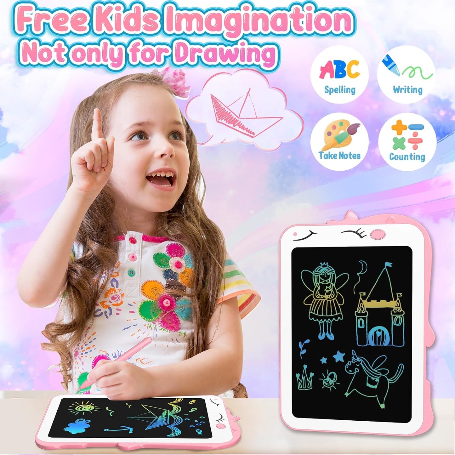 Unicorn Toy Gifts for Girls Boys - CHEERFUN LCD Writing Tablet for Kids | Toddler Travel Road Trip Essential Toy Gift for 3 4 5 6 7 8 Year Old | Doodle Draw Board | Easter Gifts Learning Birthday