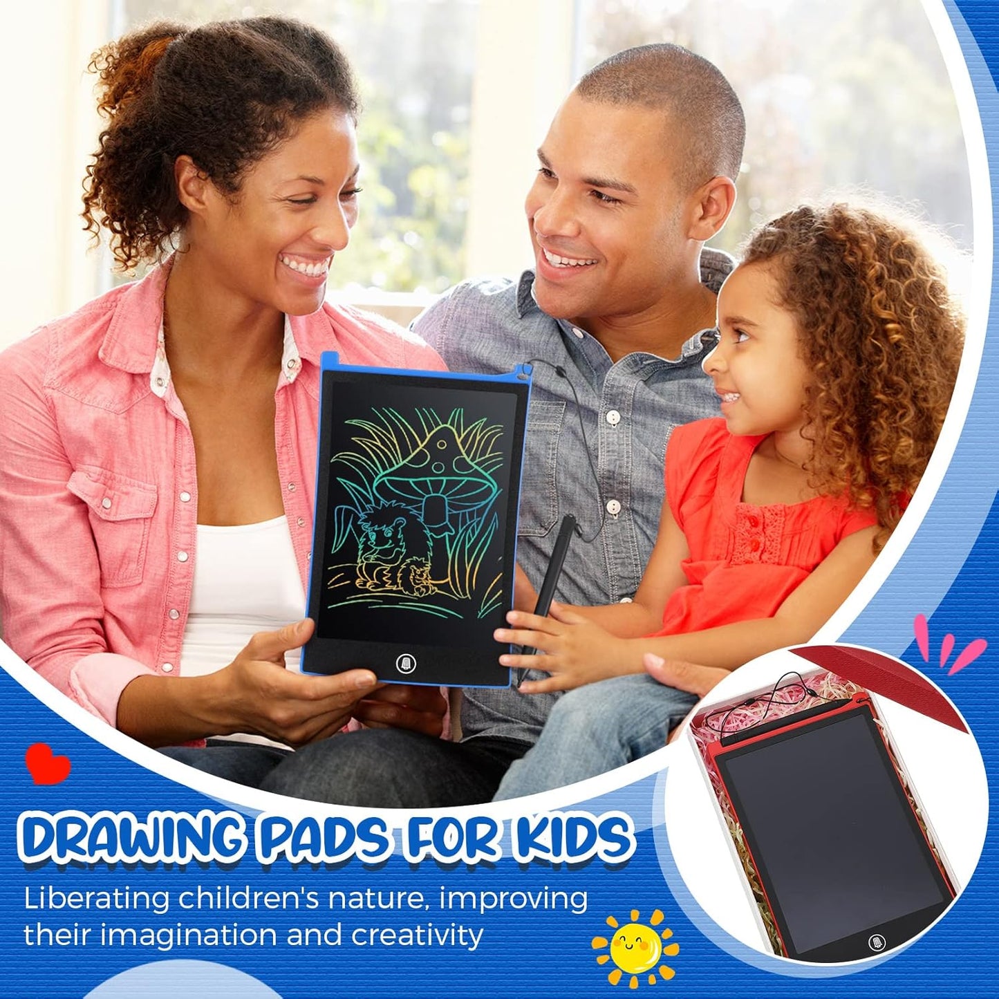 Zonon 4 Pcs LCD Writing Tablet for Kids 8.5 Inch Doodle Board Drawing Tablet Toddler Toys Gifts LCD Writing Board Electronic Erasable Reusable Writing Drawing Pad(Blue, Red, Green, Pink)
