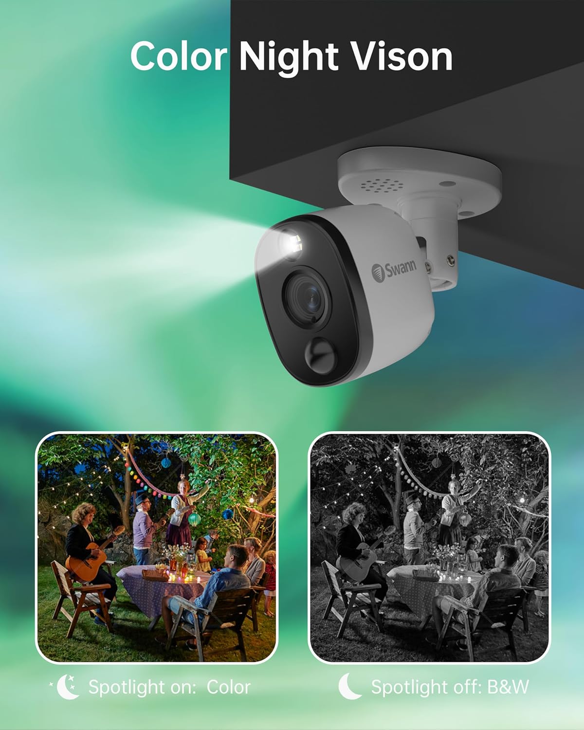 Swann Home Security Camera System with 2TB HDD, 8 Channel 4 Cam, 4K Ultra HD DVR, Indoor/Outdoor Wired Surveillance CCTV, Color Night Vision, Heat/Motion Warning Light, Alexa Google, SWDVK-855804WL