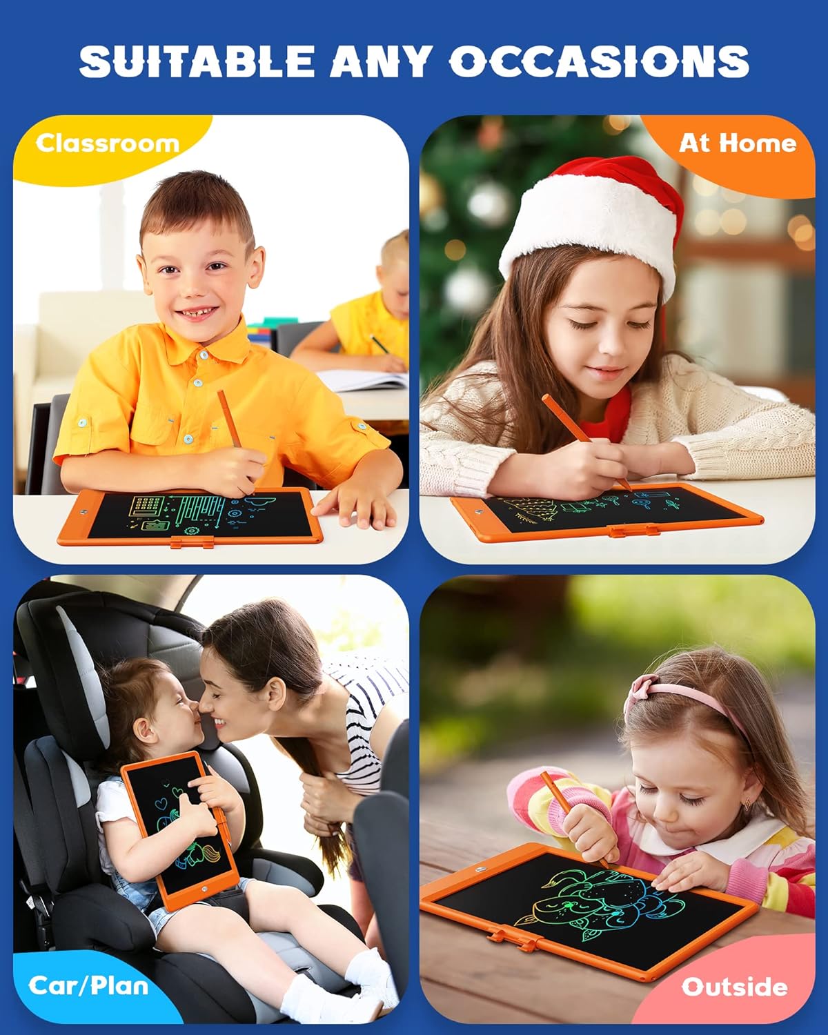 Bravokids 10 Inch LCD Writing Tablet for 3-8 Year Olds - Electronic Drawing Pad and Doodle Board as Educational Birthday Gifts for Girls and Boys (Pink)