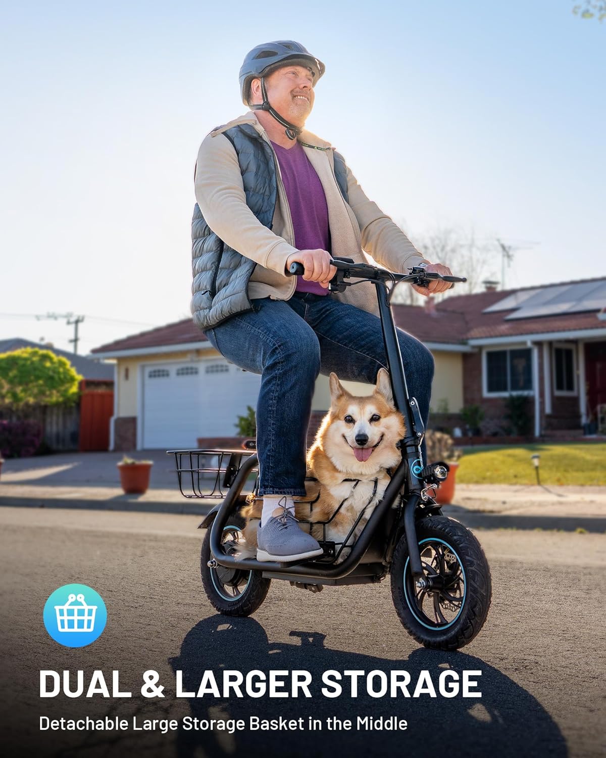 Gyroshoes Electric Scooter with Seat for Adults, 550W Powerful Motor, 20-Mile Range, Speed up to 18.6MPH, Ample Storage for Pets & Cargo, Electrically-Powered Motor Scooters