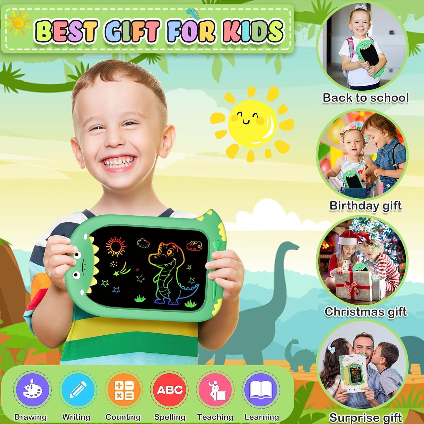 Toys for 1 2 3 Year Old Girl Gifts,10IN LCD Writing Tablet for Kids,Toddler Toys Age 1-2 Drawing Tablet,Doodle Board for Baby Girls Toys Age 4-5,Educational Learning Toys for Christmas Birthday Gifts