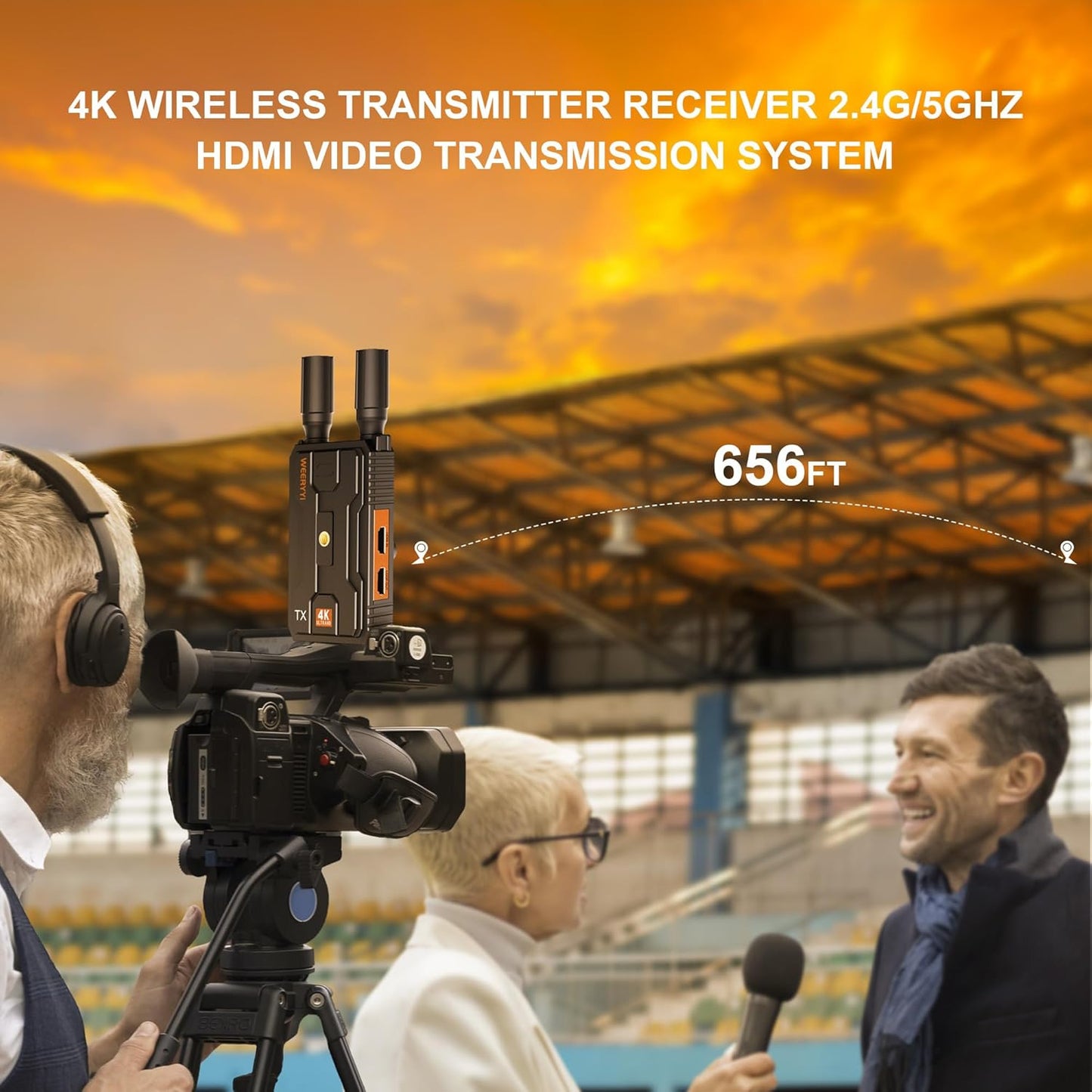 4K Wireless Transmitter Receiver HDMI Video Transmission System, Ultra-Long Range Plug and Play, 2.4/5GWirelessVideoTransmissionSystem forStreamingCameraVideo/Audio from Laptop/Projector/Video Monitor