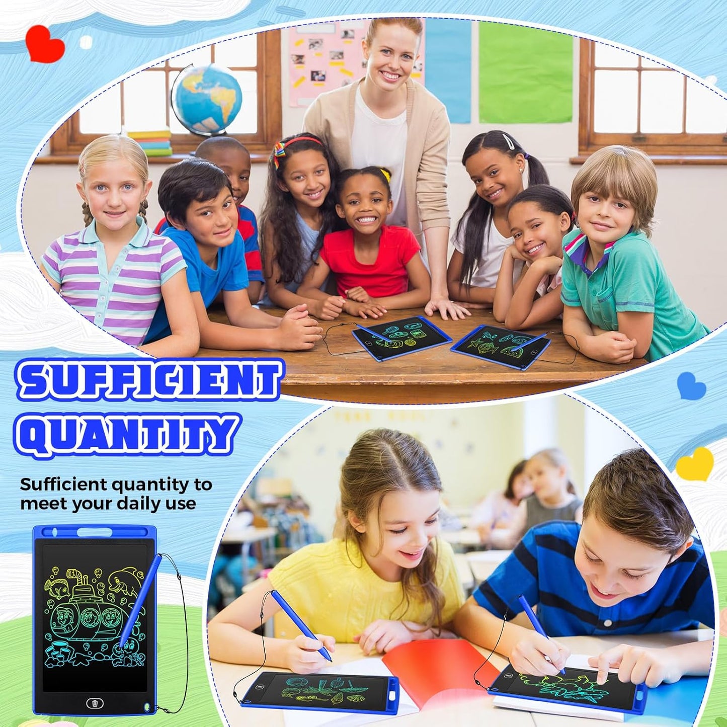 Zonon 4 Pcs LCD Writing Tablet for Kids 8.5 Inch Doodle Board Drawing Tablet Toddler Toys Gifts LCD Writing Board Electronic Erasable Reusable Writing Drawing Pad(Blue, Red, Green, Pink)