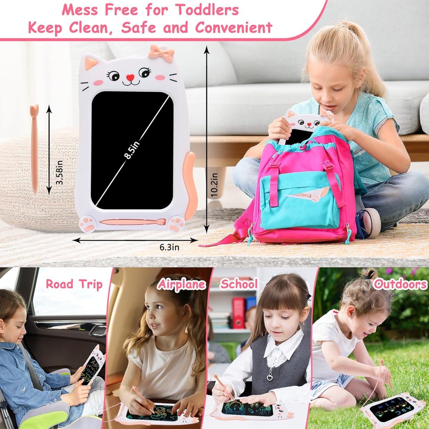Toys for 1 2 3 Year Old Girl Gifts,10IN LCD Writing Tablet for Kids,Toddler Toys Age 1-2 Drawing Tablet,Doodle Board for Baby Girls Toys Age 4-5,Educational Learning Toys for Christmas Birthday Gifts