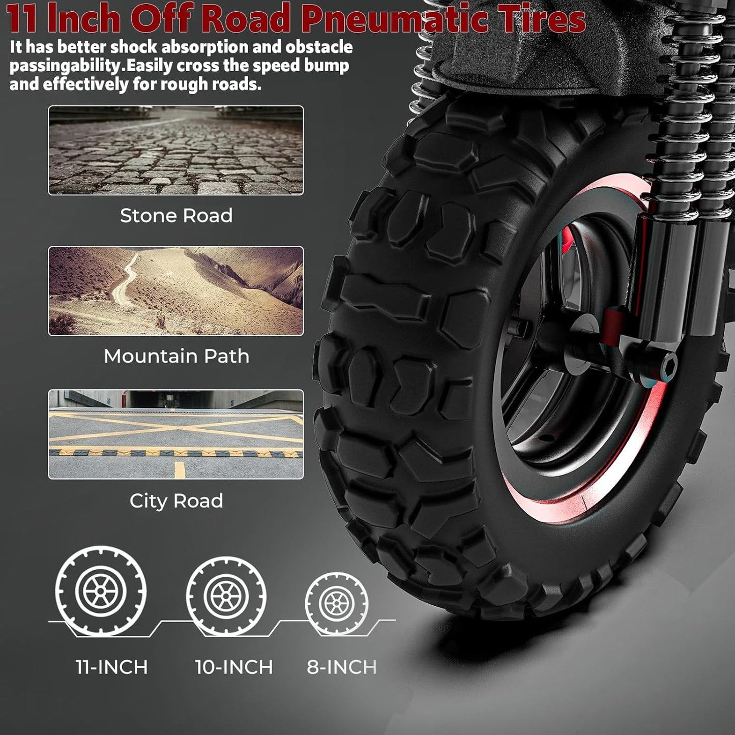 Electric Scooter Adults, 15/18/21AH Big Battery, 600/800/1200W Motor, 10"/11" Off Road Tire, Folding E Scooter with Seat