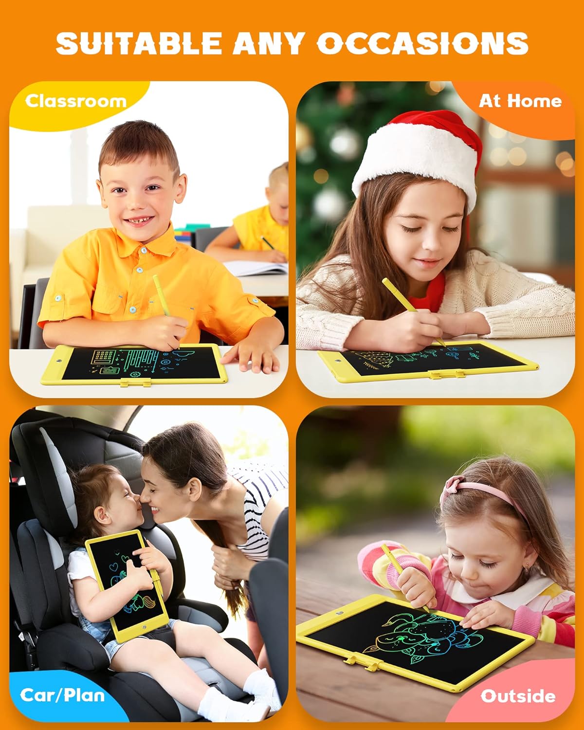 Bravokids 10 Inch LCD Writing Tablet for 3-8 Year Olds - Electronic Drawing Pad and Doodle Board as Educational Birthday Gifts for Girls and Boys (Pink)