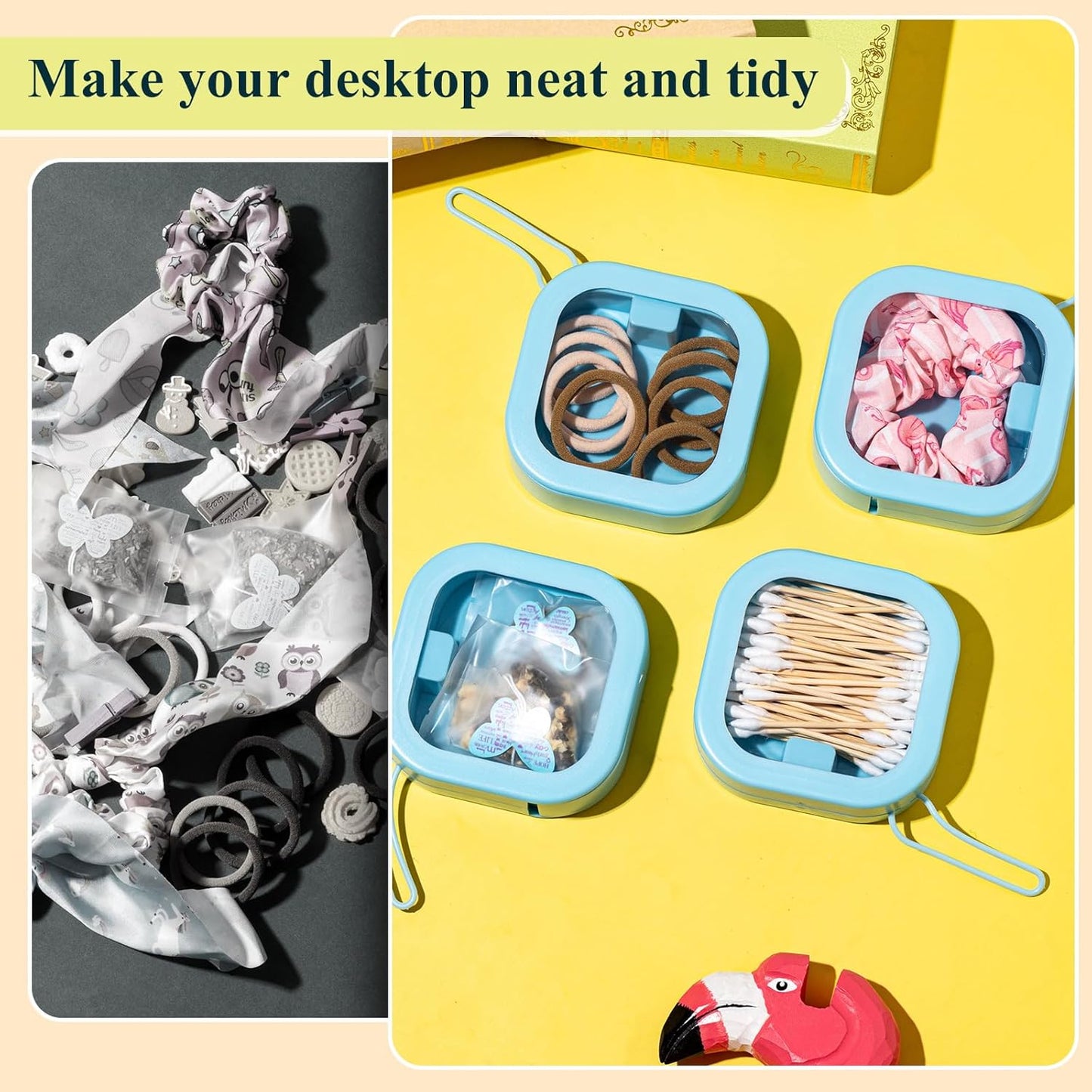 Kathfly 4 Pcs White Hair Tie Organizer Portable Hair Accessory Storage Containers Stackable Hair Tie Bobby Pin Holder Home Cotton Swab Dispenser Hair Accessories Jewelry Organizer Box