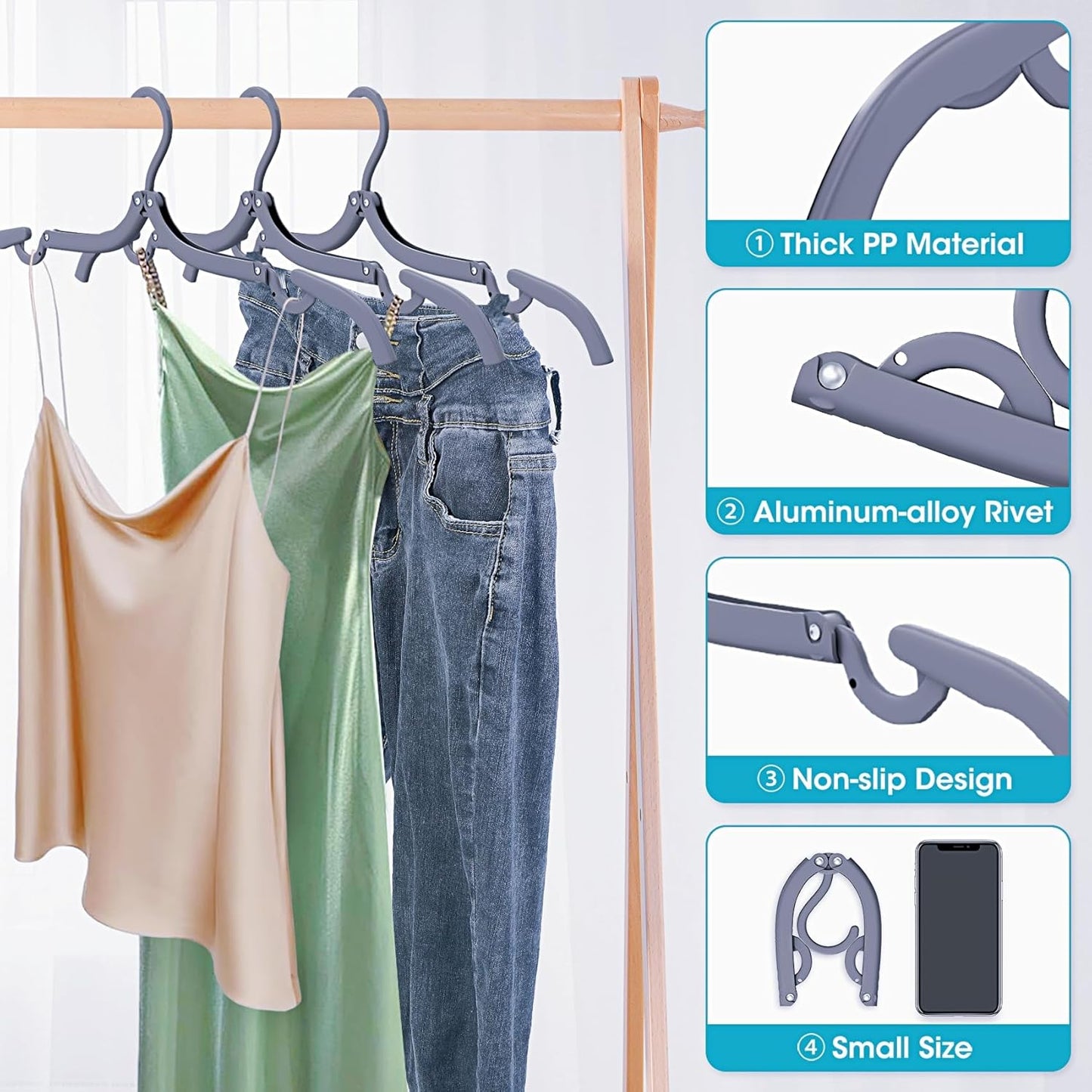30 Pcs Travel Hangers Portable Foldable Travel Hanger Organizer, Plastic Travel Accessories Essentials Clothes Drying Rack Folding Hangers for Traveling Camping Flying RV Cruises Suitcase, Black