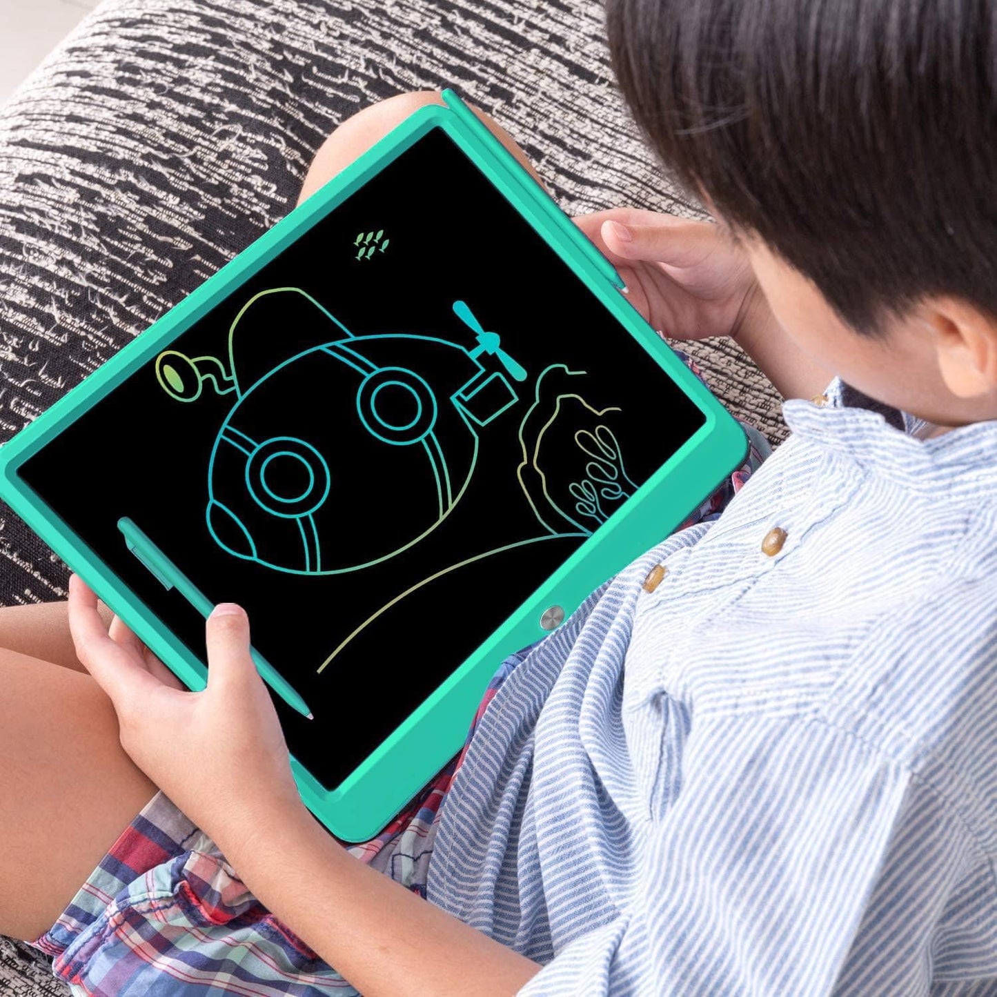 FLUESTON LCD Writing Tablet, Doodle Board Toys Gifts for 3-8 Year Old Girls Boys, 10 Inch Colorful Electronic Board Drawing Pad for Kids, Gifts for Toddler Educational Learning Travel Birthday, Blue