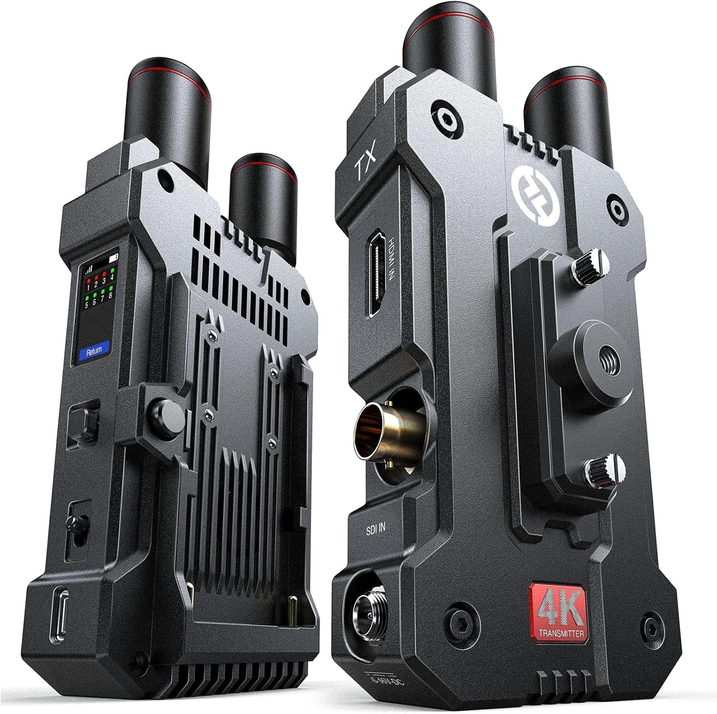 Hollyland Mars 4K Wireless Transmitter Receiver 5G SDI HDMI Video Transmission System, 4Kp30/1080p60, Support 23.98/29.97/59.94 FPS SDI Out, 450FT Los Range 66ms Latency, 4 App Monitoring (1TX 1RX)