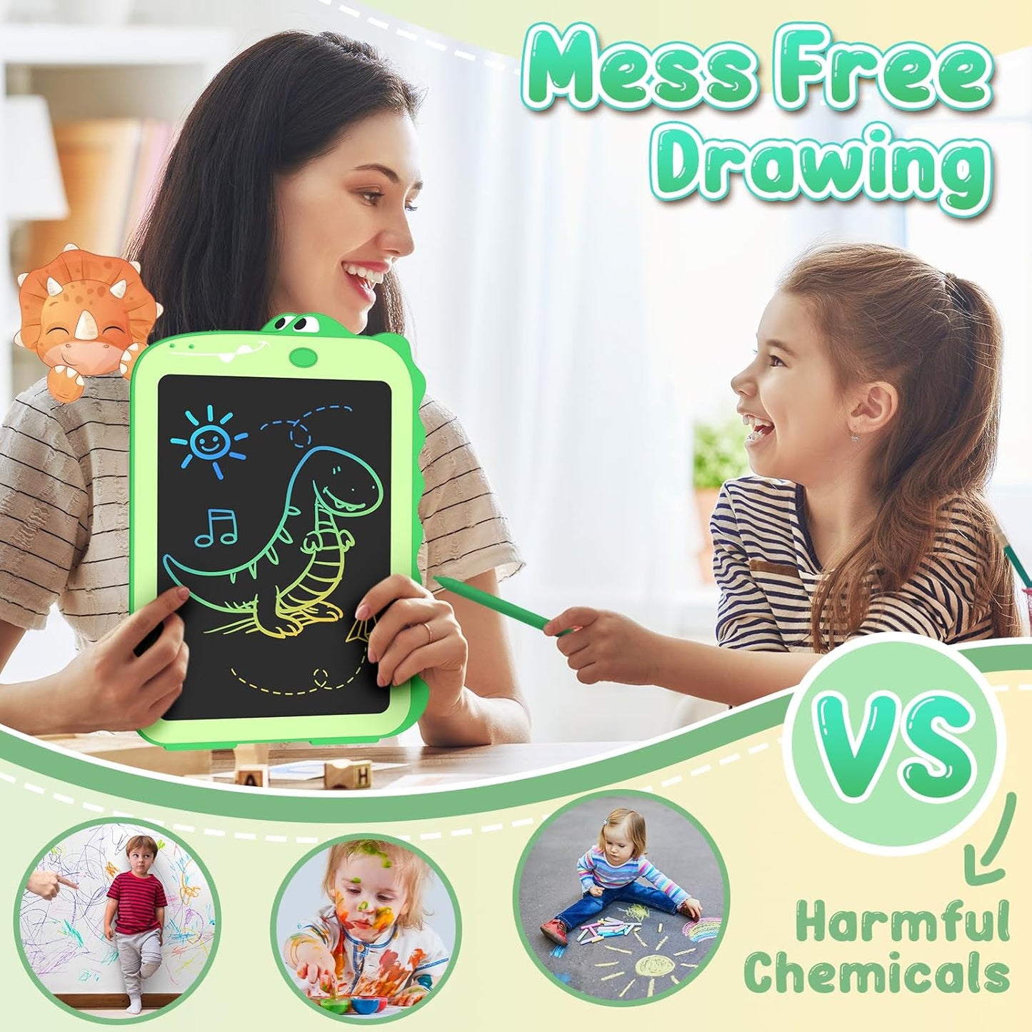 LCD Writing Tablet for Kids Toys 8.5" Toddler Toys Learning Drawing Board Dinosaur Toys for 3 4 5 6 7 Year Old Boys Girls Birthday Gifts Idea Light Doodle Pad Christmas Stocking Stuffers for Kids