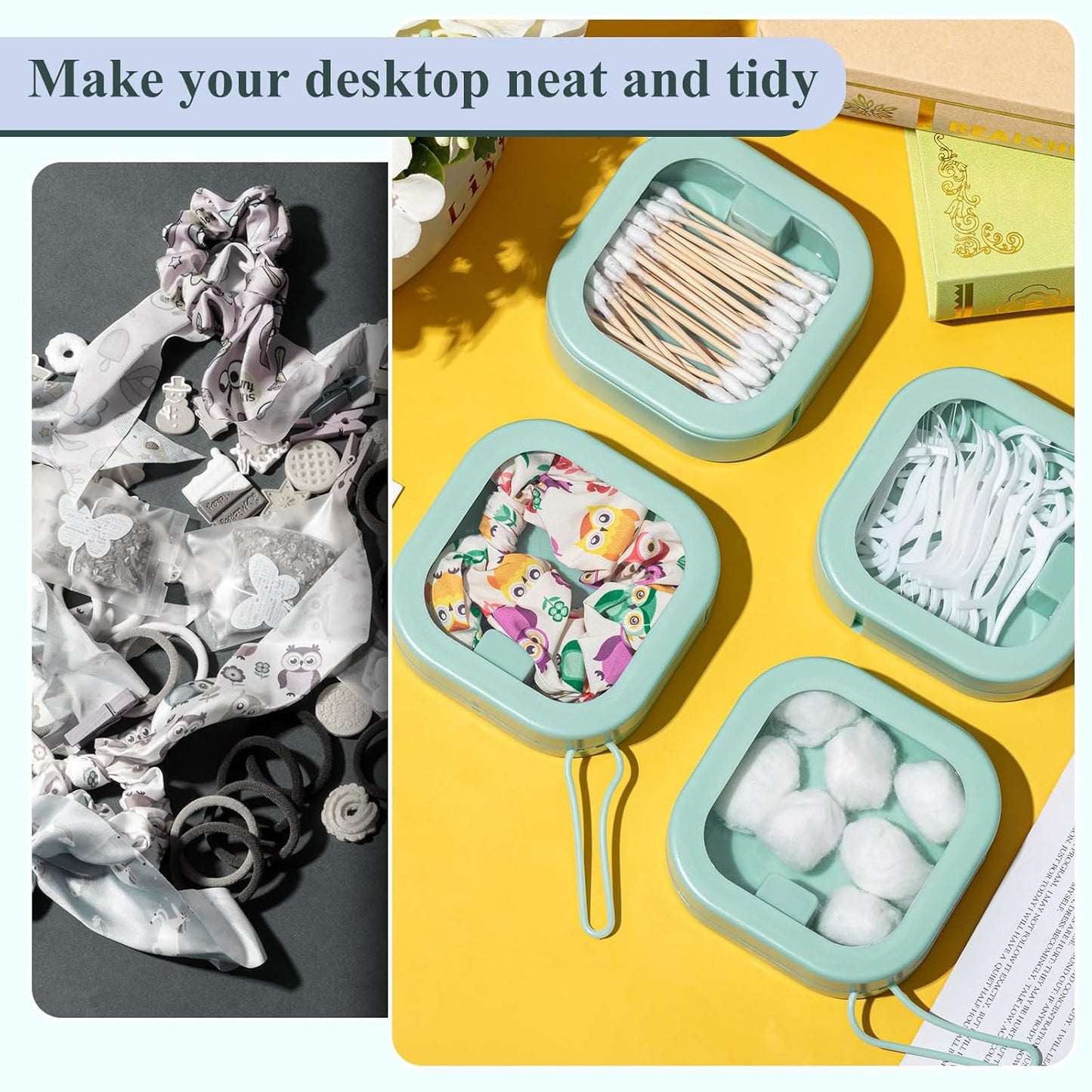 Kathfly 4 Pcs White Hair Tie Organizer Portable Hair Accessory Storage Containers Stackable Hair Tie Bobby Pin Holder Home Cotton Swab Dispenser Hair Accessories Jewelry Organizer Box