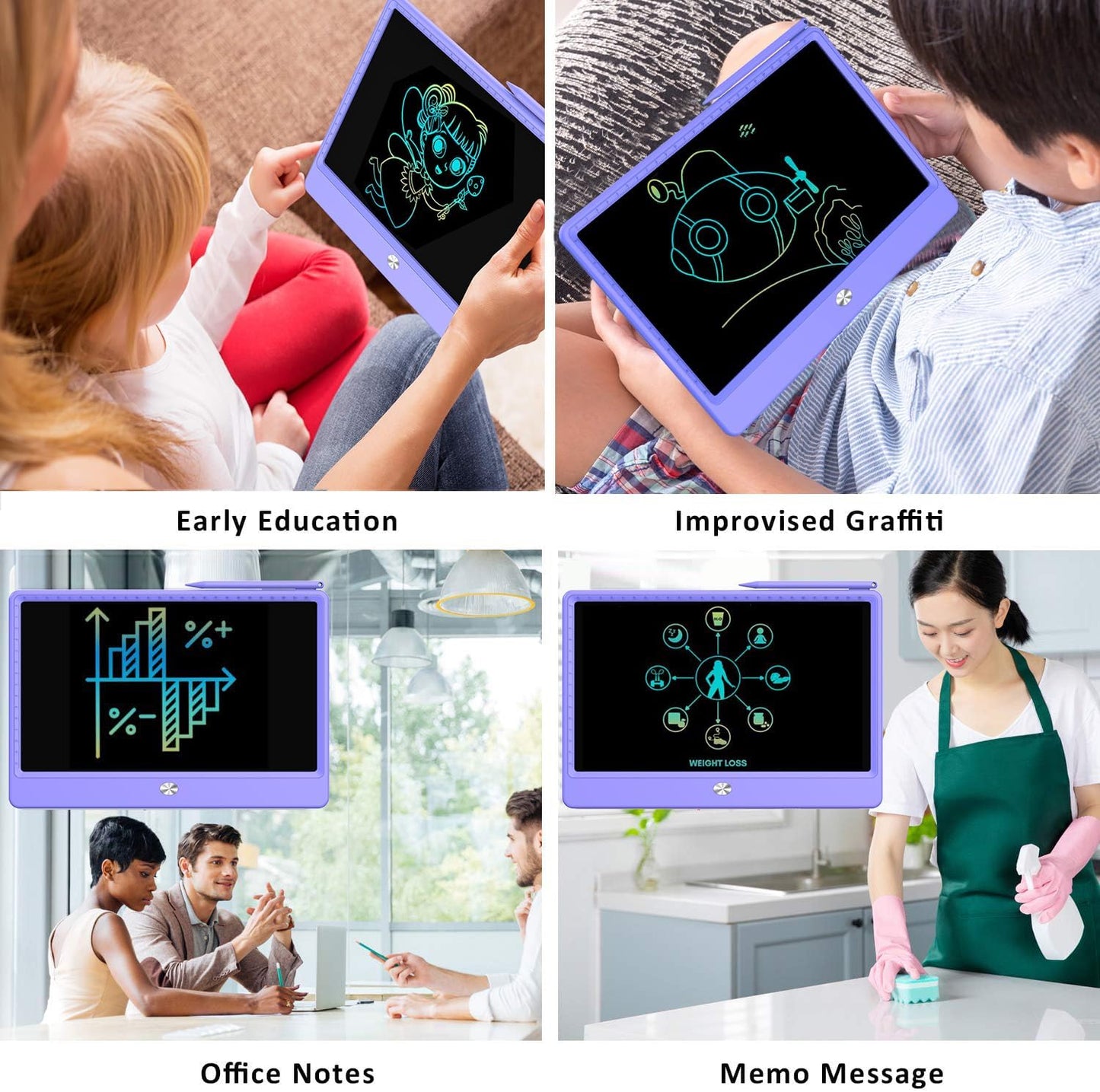 FLUESTON LCD Writing Tablet, Doodle Board Toys Gifts for 3-8 Year Old Girls Boys, 10 Inch Colorful Electronic Board Drawing Pad for Kids, Gifts for Toddler Educational Learning Travel Birthday, Blue