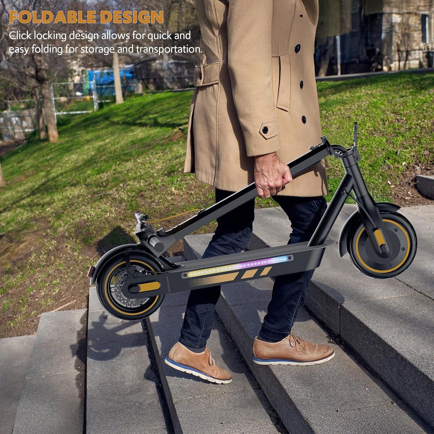 Electric Scooter Adults, 15/18/21AH Big Battery, 600/800/1200W Motor, 10"/11" Off Road Tire, Folding E Scooter with Seat