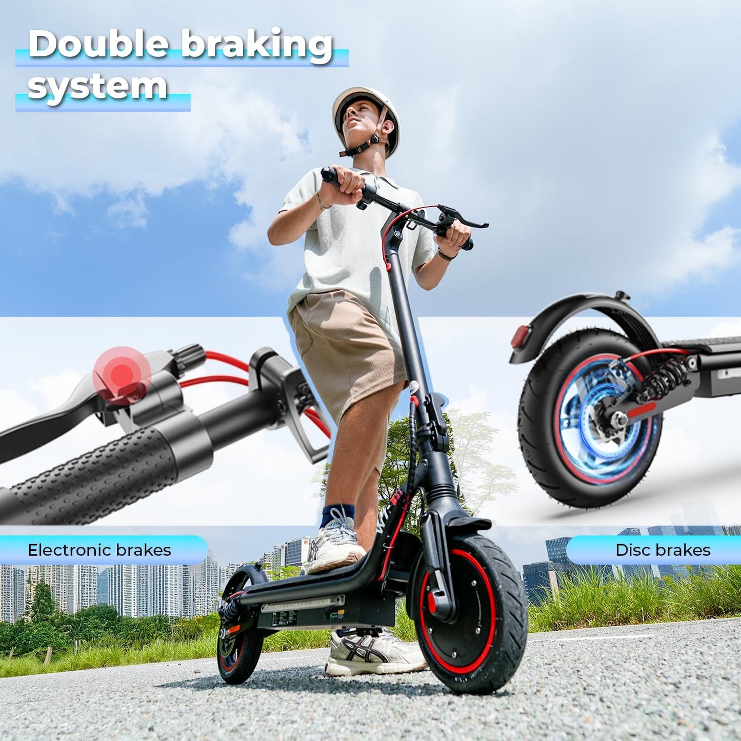 iScooter Electric Scooter, Top Speed 22/25 MPH E-Scooter Up to 18/25 Miles Range, Folding Commuting Electric Scooter for Adults with Turn Signal-360 ° Lighting - 8.5/9.3" Tires/264 Lbs Load W7 & W8