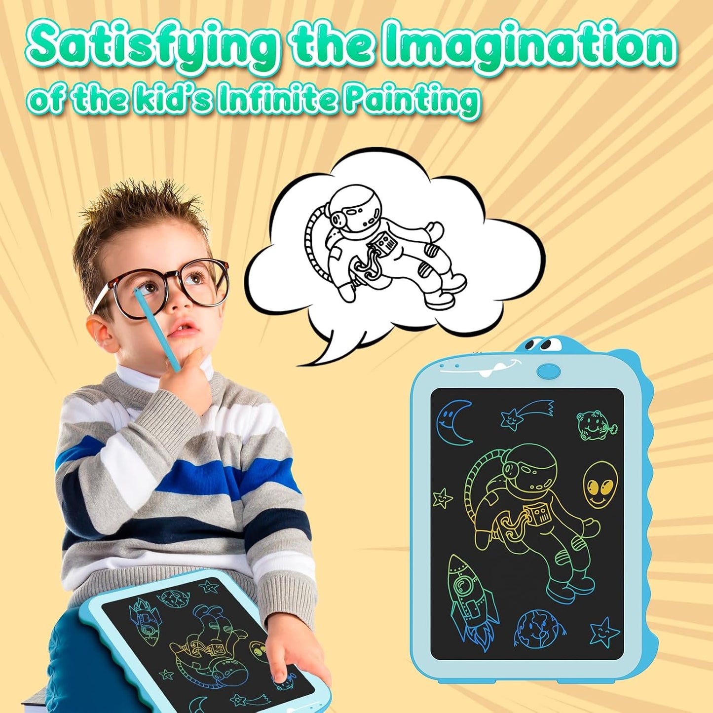 LCD Writing Tablet for Kids Toys 8.5" Toddler Toys Learning Drawing Board Dinosaur Toys for 3 4 5 6 7 Year Old Boys Girls Birthday Gifts Idea Light Doodle Pad Christmas Stocking Stuffers for Kids