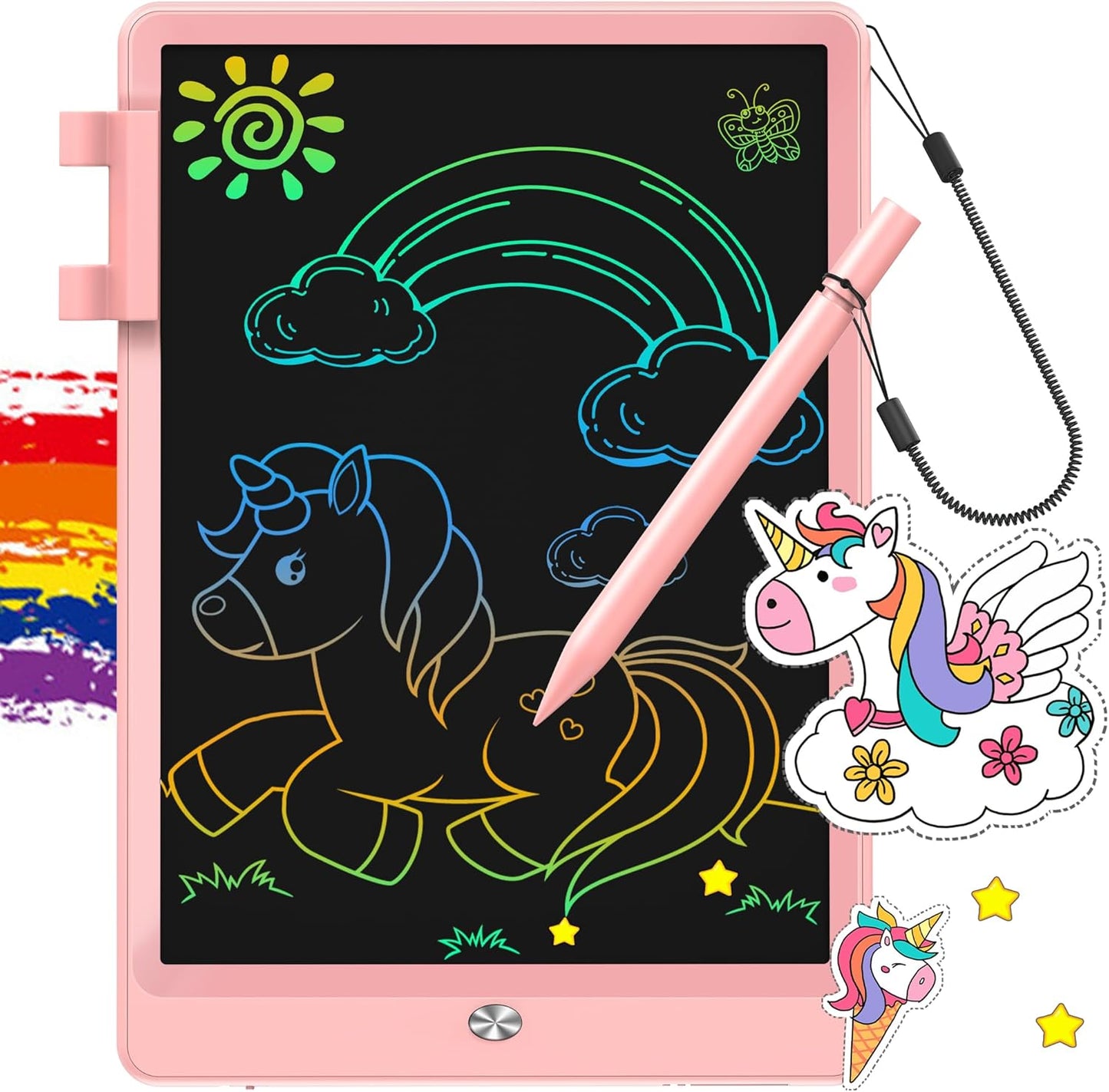 FLUESTON LCD Writing Tablet, Doodle Board Toys Gifts for 3-8 Year Old Girls Boys, 10 Inch Colorful Electronic Board Drawing Pad for Kids, Gifts for Toddler Educational Learning Travel Birthday, Blue