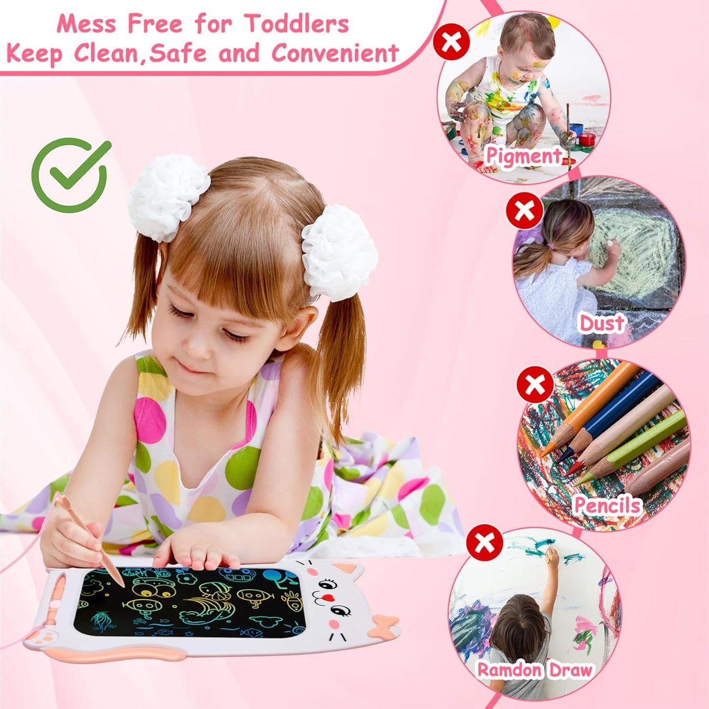 Toys for 1 2 3 Year Old Girl Gifts,10IN LCD Writing Tablet for Kids,Toddler Toys Age 1-2 Drawing Tablet,Doodle Board for Baby Girls Toys Age 4-5,Educational Learning Toys for Christmas Birthday Gifts