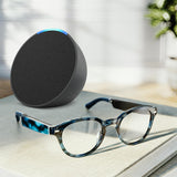 Amazon Echo Frames (3rd Gen) Echo Pop | Smart glasses with Alexa | Round frames in Blue Tortoise with prescription ready lenses