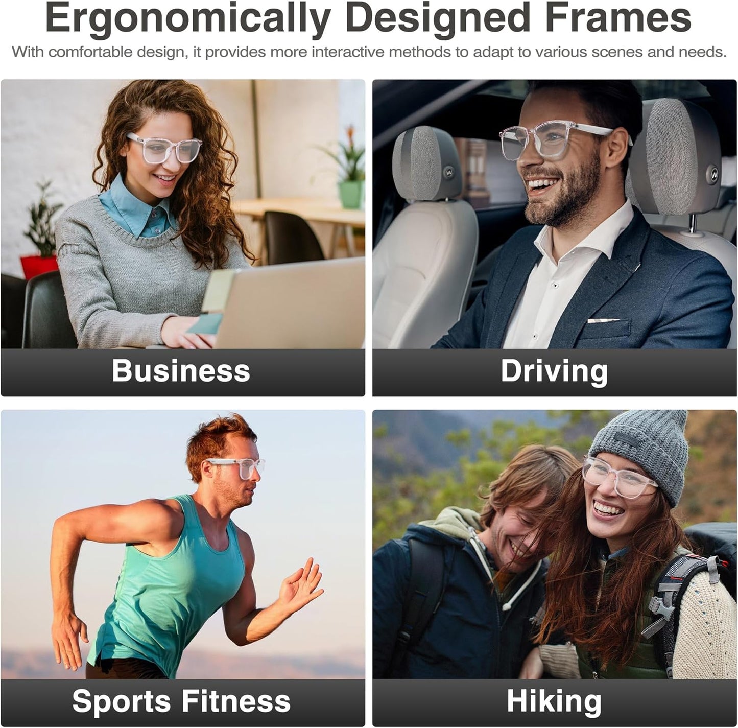 celpack Smart Glasses with AI,Bluetooth Glasses with 110 Translation,Smart Glasses for Men&Woman,Multifunctional Camera Glasses