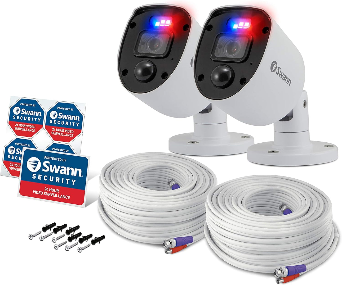 Swann 4K Security Camera System DVR with 2TB HDD, 8 Channel 8 Cam, Indoor Outdoor Wired 8MP Home Surveillance Bullet Cameras, Color Night Vision, 24/7,Heat Motion Detection, LEDs, Sirens and Mic
