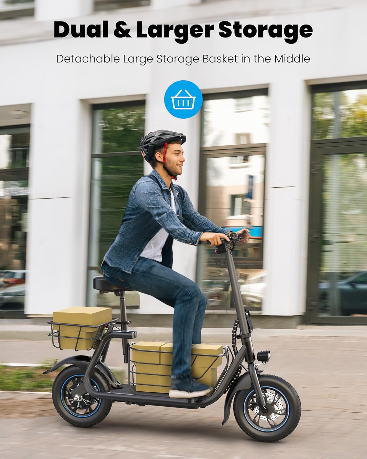 Gyroshoes Electric Scooter with Seat for Adults, 550W Powerful Motor, 20-Mile Range, Speed up to 18.6MPH, Ample Storage for Pets & Cargo, Electrically-Powered Motor Scooters