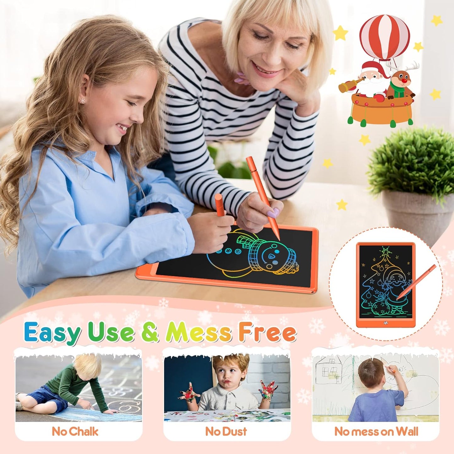 FLUESTON LCD Writing Tablet, Doodle Board Toys Gifts for 3-8 Year Old Girls Boys, 10 Inch Colorful Electronic Board Drawing Pad for Kids, Gifts for Toddler Educational Learning Travel Birthday, Blue