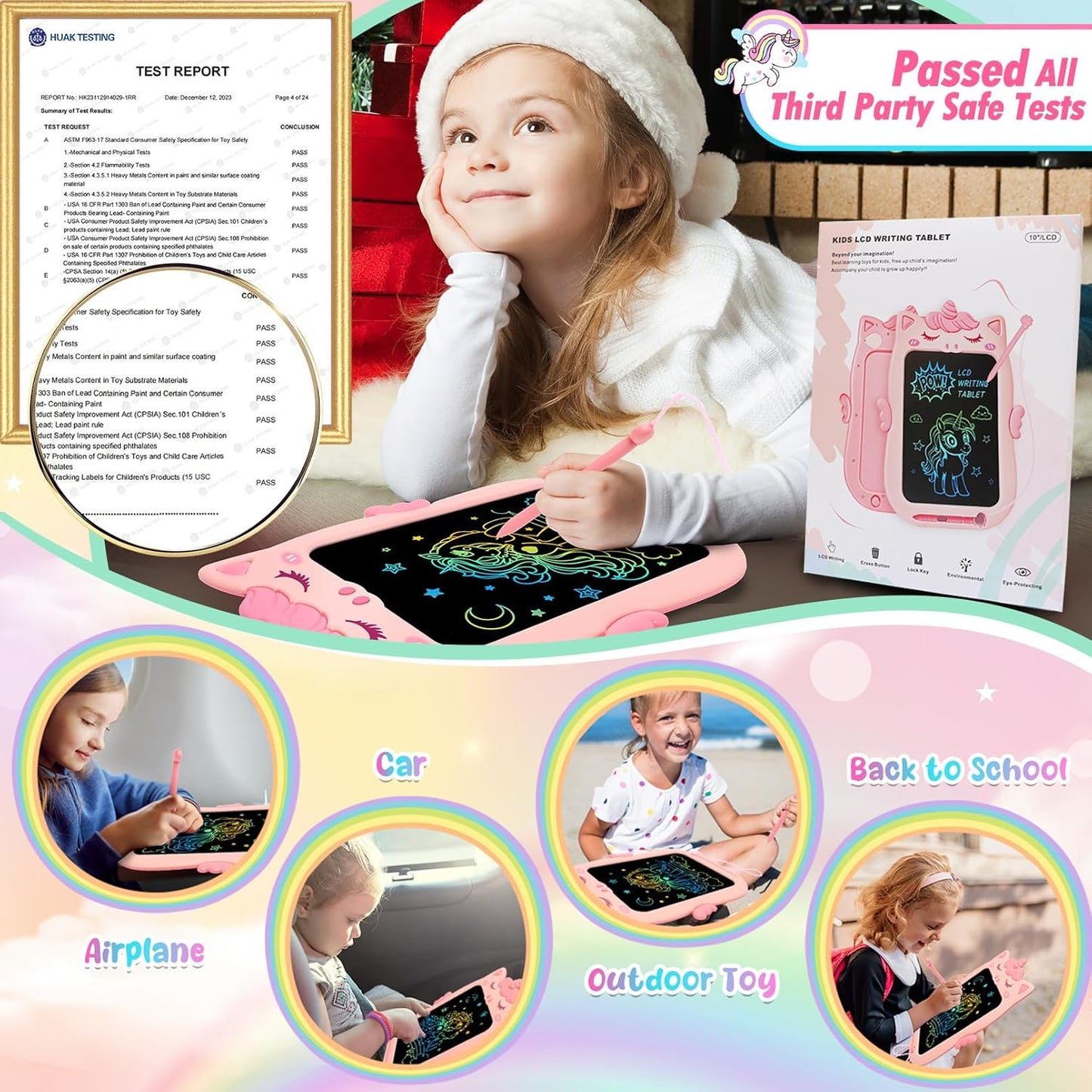Toys for 1 2 3 Year Old Girl Gifts,10IN LCD Writing Tablet for Kids,Toddler Toys Age 1-2 Drawing Tablet,Doodle Board for Baby Girls Toys Age 4-5,Educational Learning Toys for Christmas Birthday Gifts