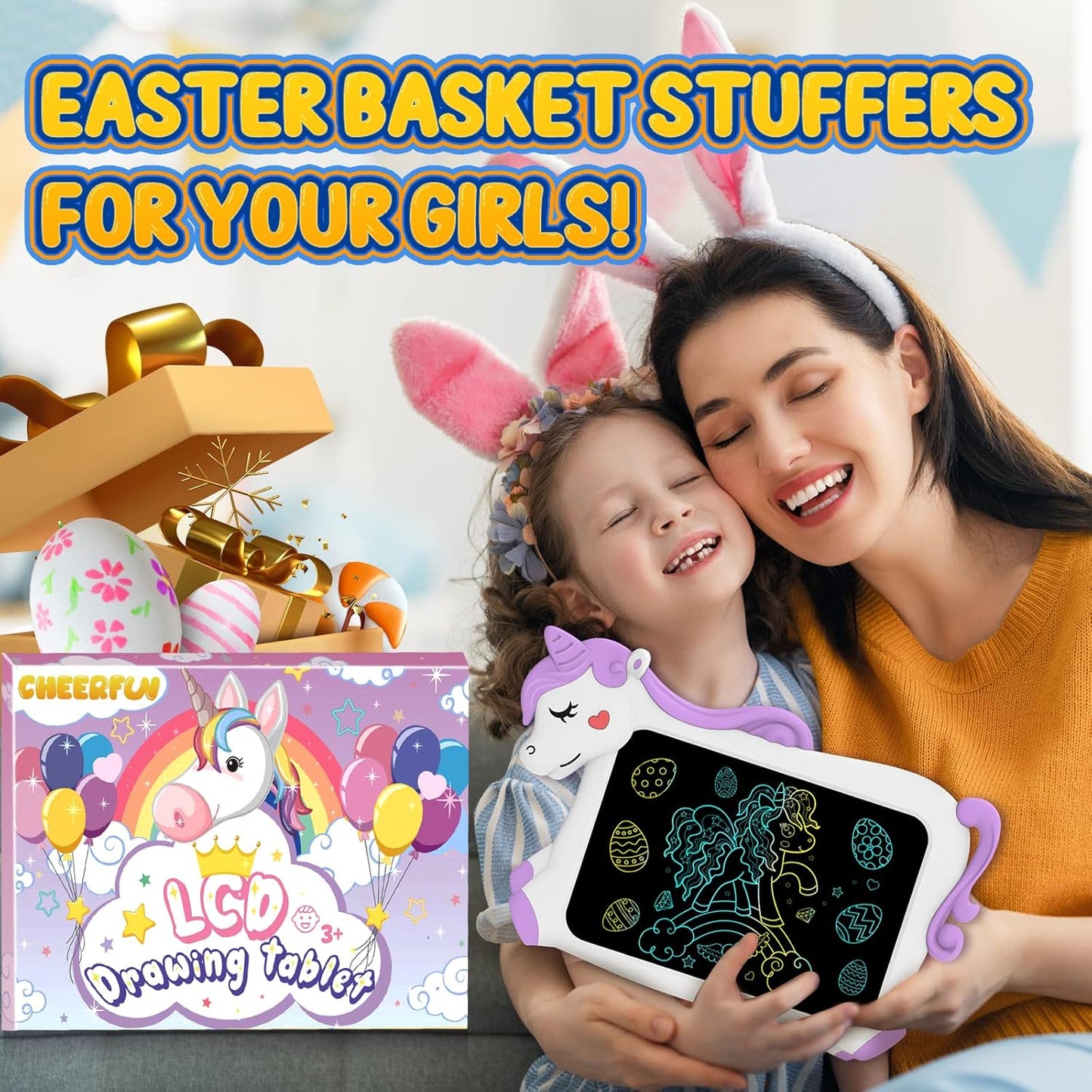 CHEERFUN LCD Writing Tablet for Kids Toys 10'' Toddler Unicorns Toys Gifts for Girls Age 3-8 Erasable Doodle Board Mess Free Drawing Pad Birthday Gift Ideas Christmas Stockings Easter Basket Stuffers