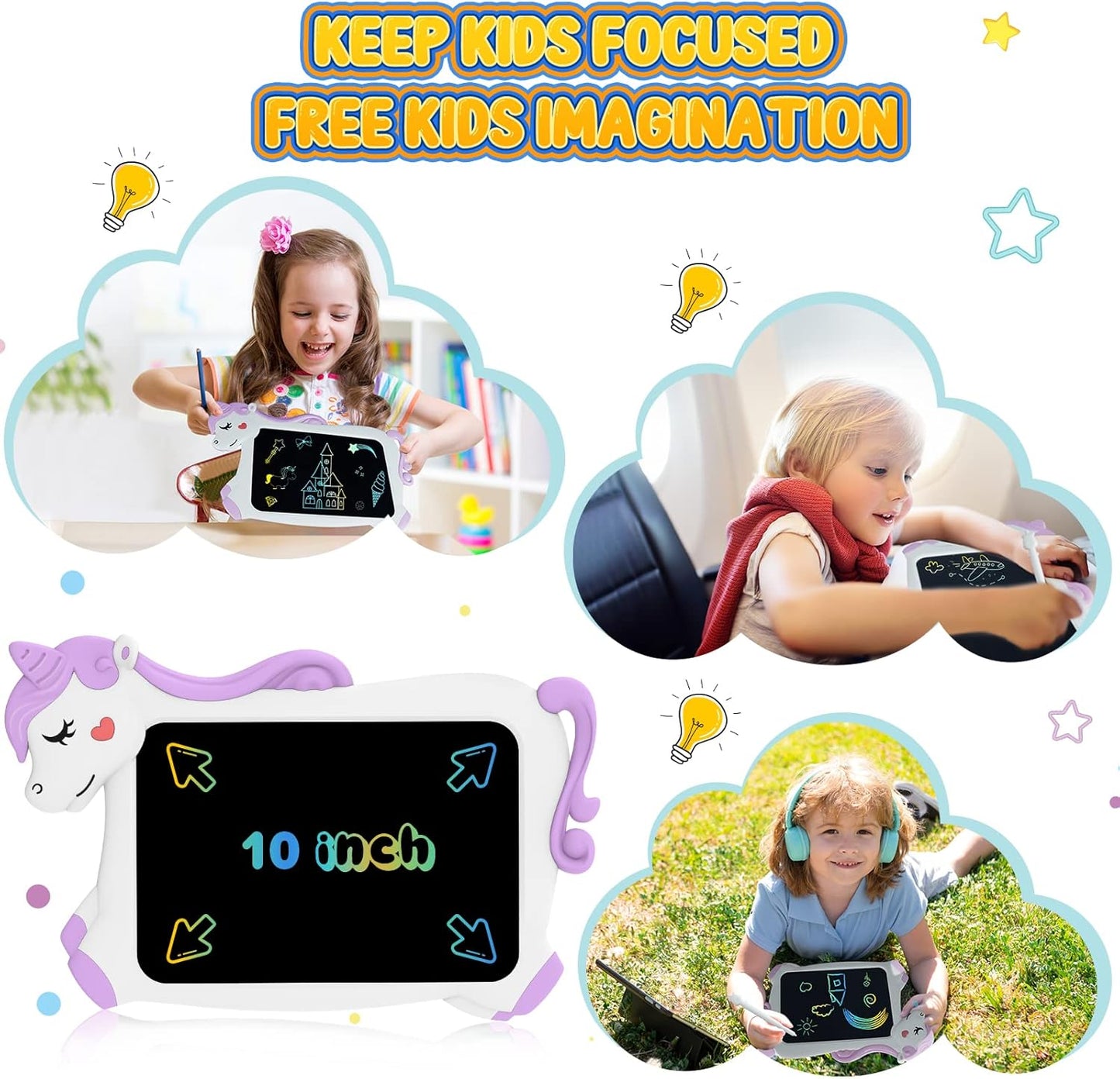 CHEERFUN LCD Writing Tablet for Kids Toys 10'' Toddler Unicorns Toys Gifts for Girls Age 3-8 Erasable Doodle Board Mess Free Drawing Pad Birthday Gift Ideas Christmas Stockings Easter Basket Stuffers