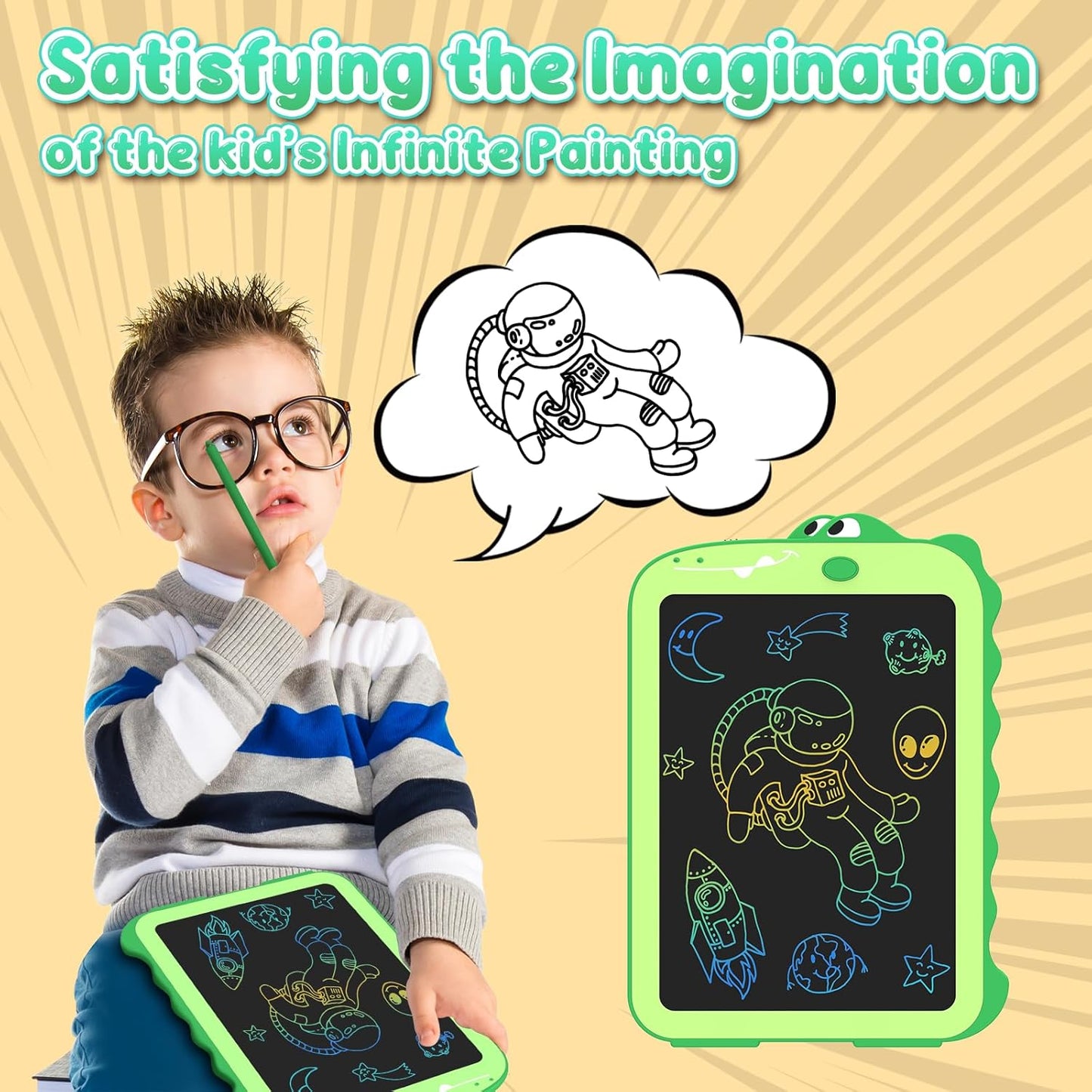 LCD Writing Tablet for Kids Toys 8.5" Toddler Toys Learning Drawing Board Dinosaur Toys for 3 4 5 6 7 Year Old Boys Girls Birthday Gifts Idea Light Doodle Pad Christmas Stocking Stuffers for Kids
