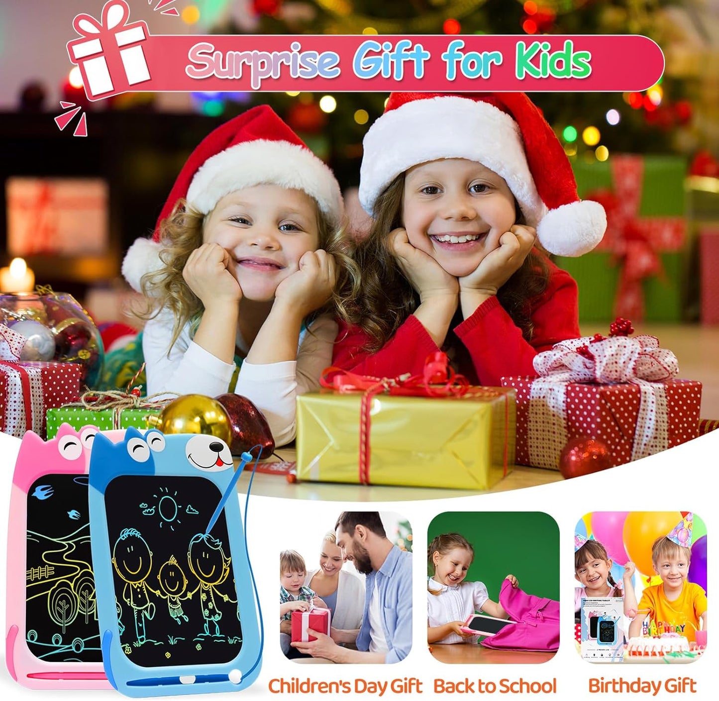 Toys for 1 2 3 Year Old Girl Gifts,10IN LCD Writing Tablet for Kids,Toddler Toys Age 1-2 Drawing Tablet,Doodle Board for Baby Girls Toys Age 4-5,Educational Learning Toys for Christmas Birthday Gifts