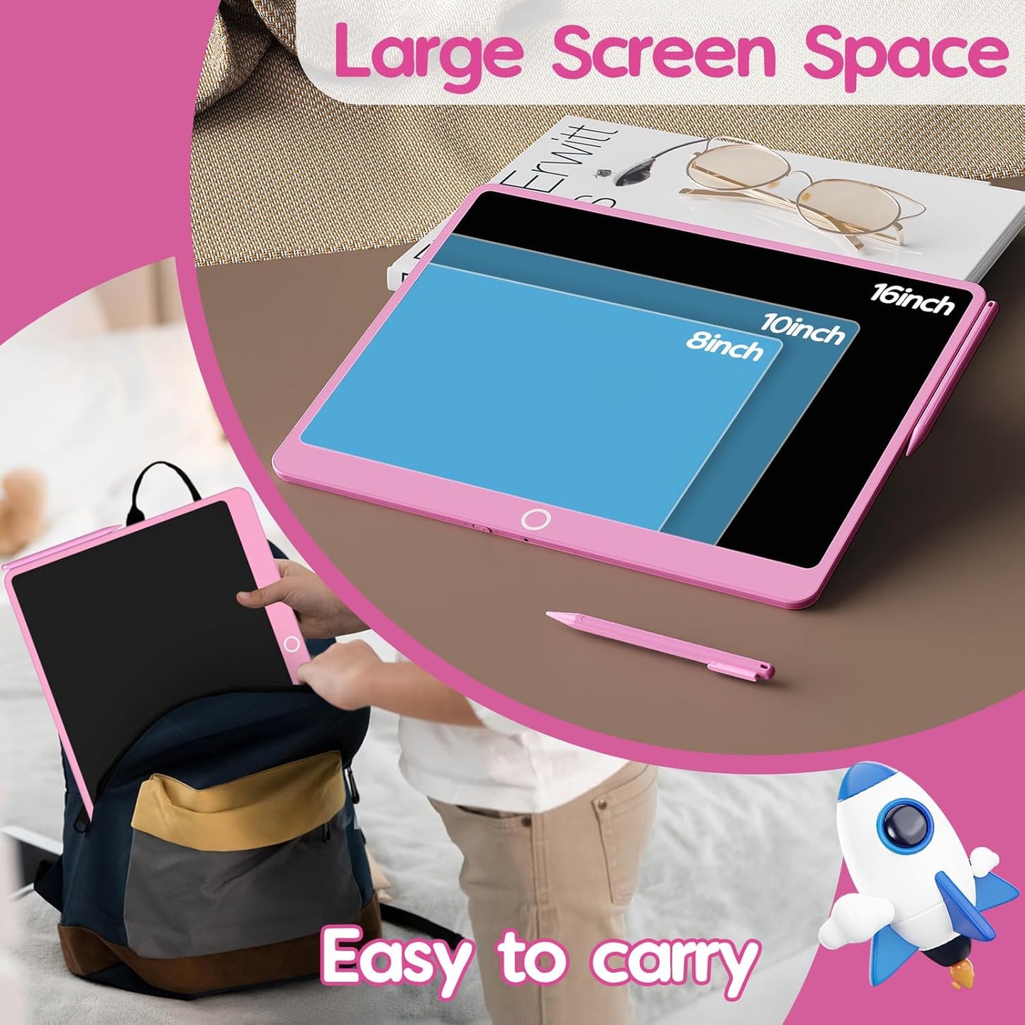 BAVEEL LCD Writing Tablet, 12 Inch Colorful Toddler Doodle Board Reusable Drawing Tablet, Educational and Learning Toy for 3 4 5 6 Years Old Boy and Girls, for Kids Toddlers