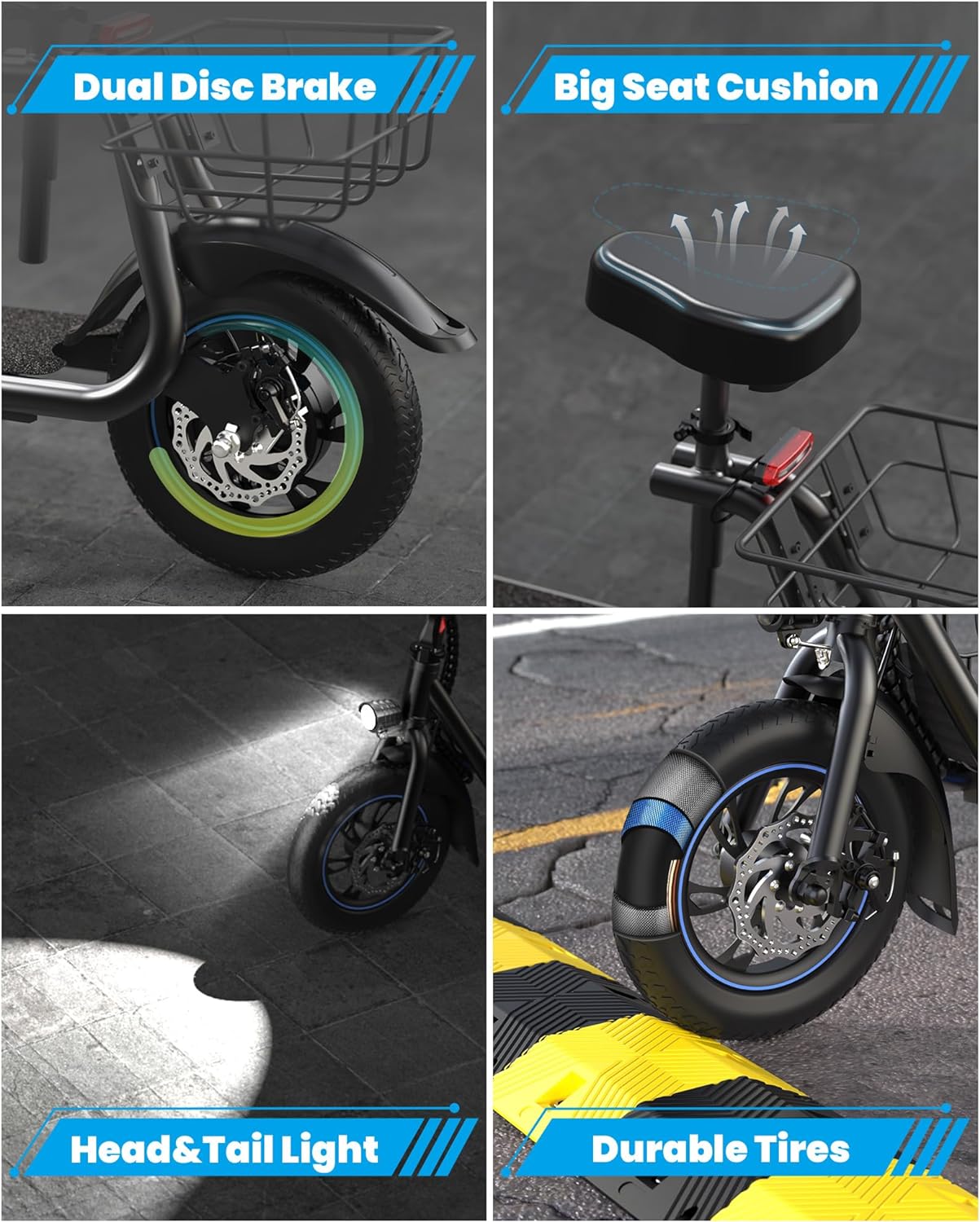 Gyroshoes Electric Scooter with Seat for Adults, 550W Powerful Motor, 20-Mile Range, Speed up to 18.6MPH, Ample Storage for Pets & Cargo, Electrically-Powered Motor Scooters