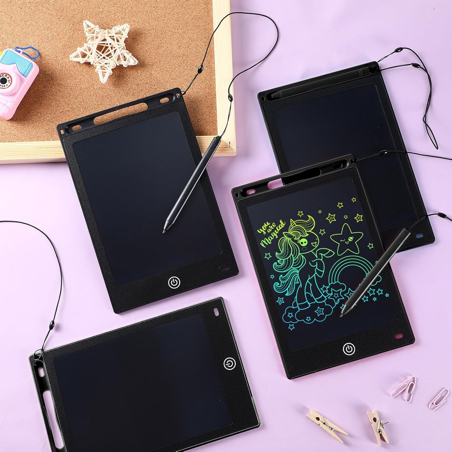 Zonon 4 Pcs LCD Writing Tablet for Kids 8.5 Inch Doodle Board Drawing Tablet Toddler Toys Gifts LCD Writing Board Electronic Erasable Reusable Writing Drawing Pad(Blue, Red, Green, Pink)