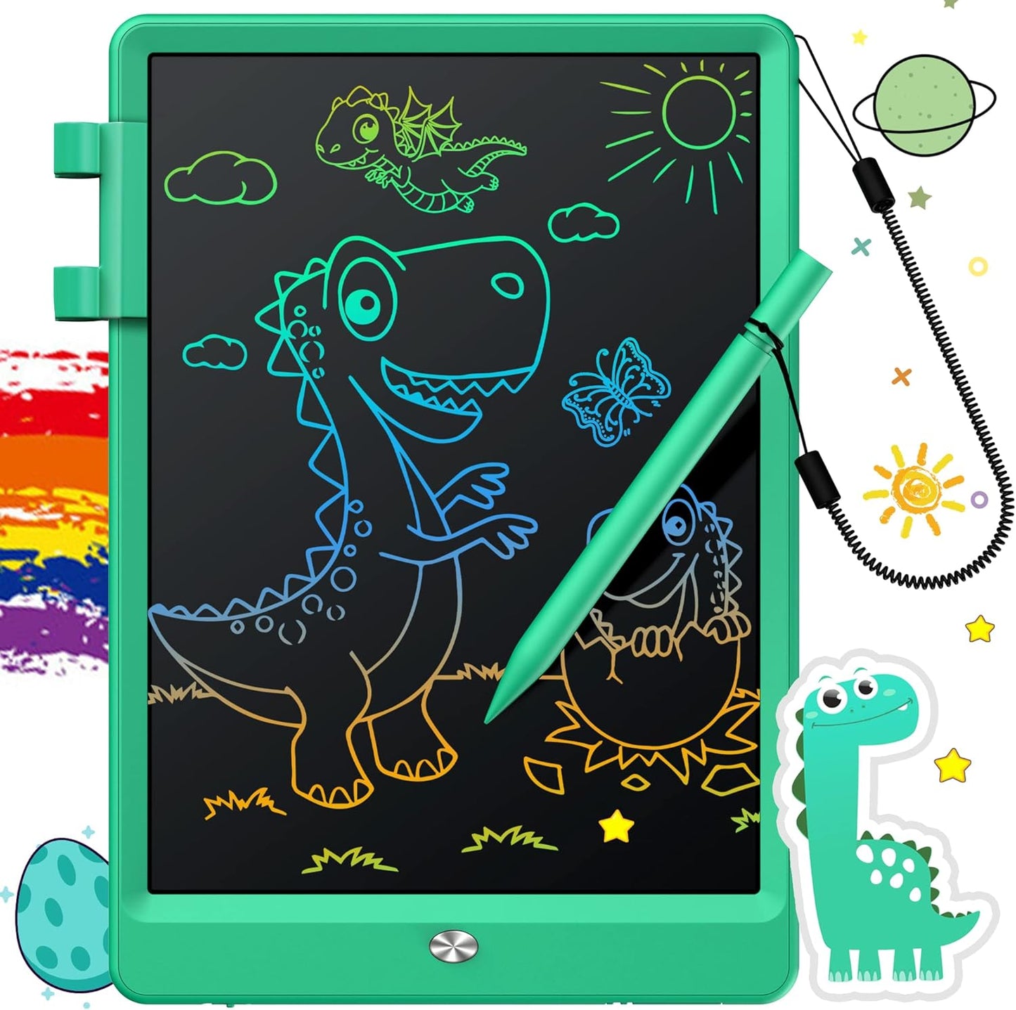 FLUESTON LCD Writing Tablet, Doodle Board Toys Gifts for 3-8 Year Old Girls Boys, 10 Inch Colorful Electronic Board Drawing Pad for Kids, Gifts for Toddler Educational Learning Travel Birthday, Blue