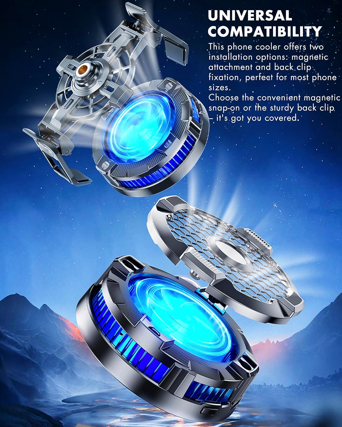 ACEDAYS Magnetic Phone Cooler, Phone Cooling Fan with Semi-Conductor Cooling Chip, Universal Cellphone Radiator for Tiktok Live Streaming, Outdoor Vlog, Mobile Gaming.
