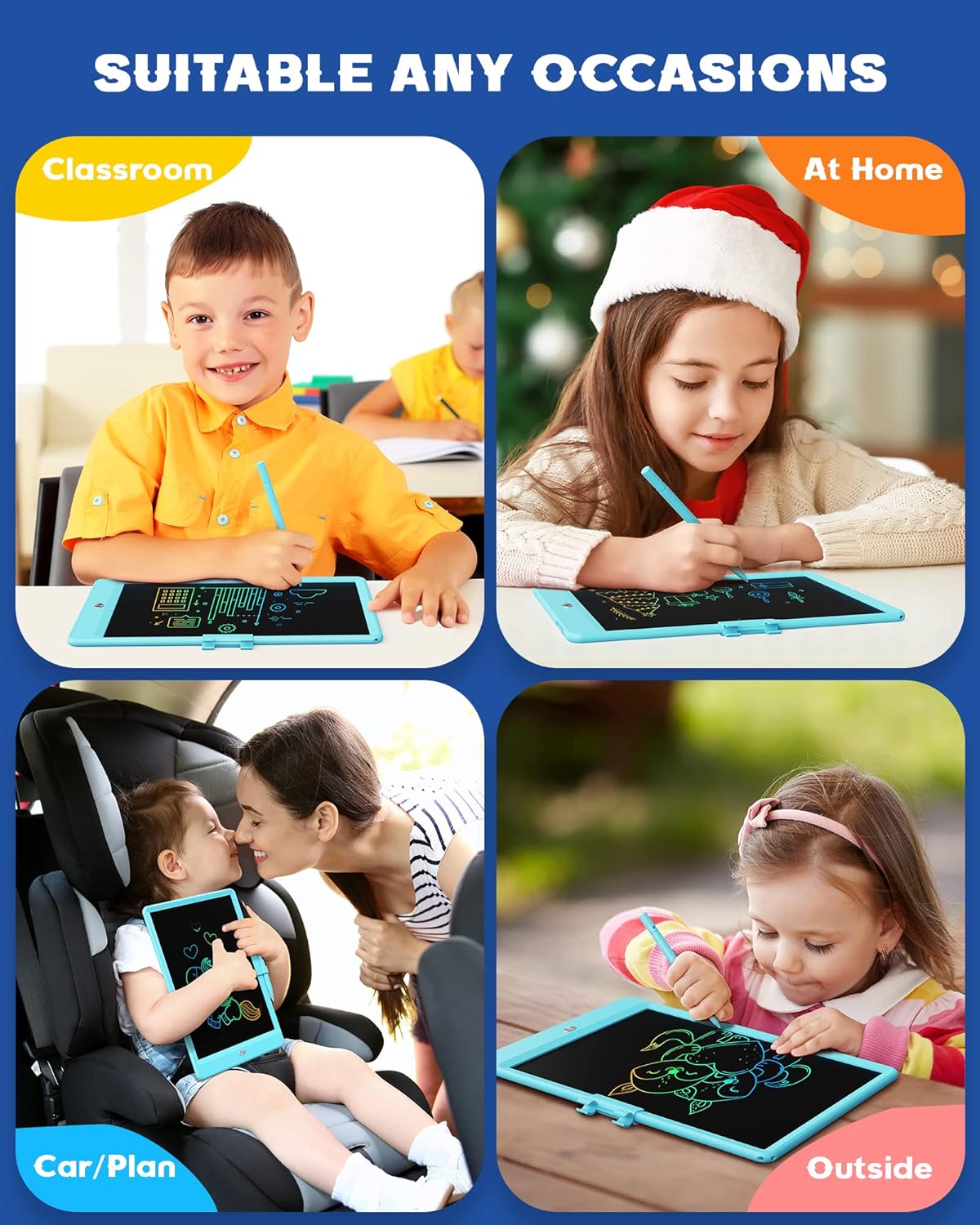 Bravokids 10 Inch LCD Writing Tablet for 3-8 Year Olds - Electronic Drawing Pad and Doodle Board as Educational Birthday Gifts for Girls and Boys (Pink)