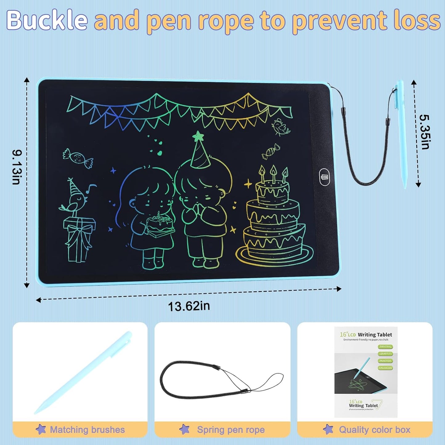 16" LCD Writing Tablet for Kids Adults, Colorful Drawing Pad Doodle Board