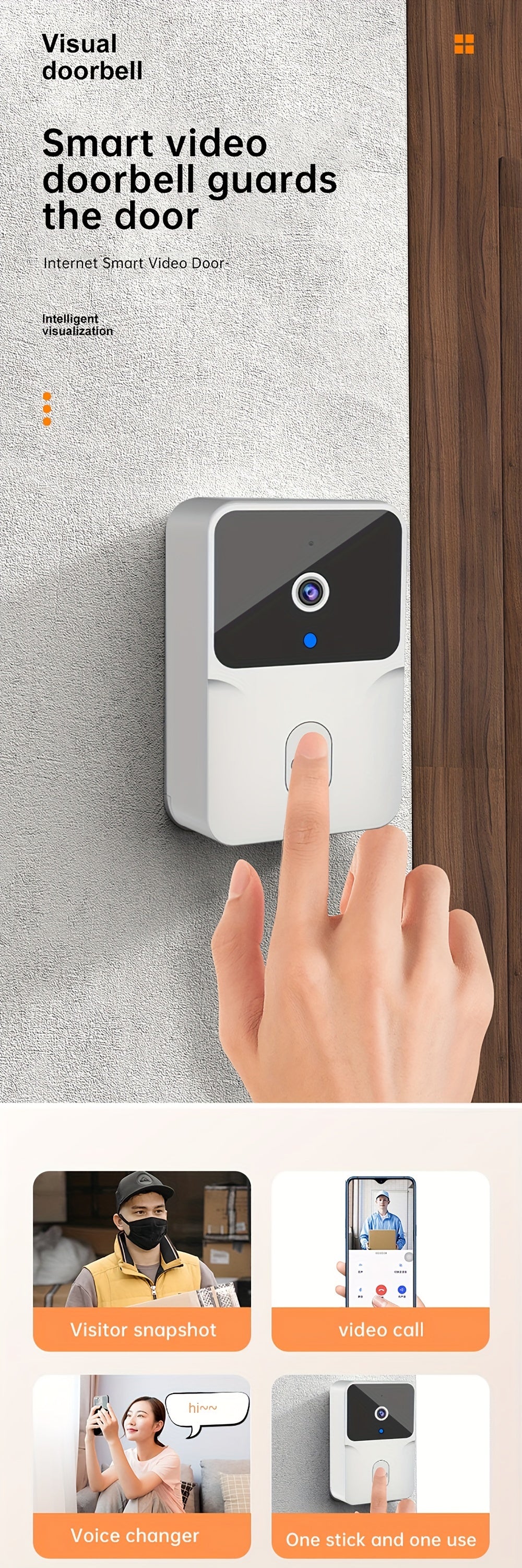 Tuya Wireless Doorbell Camera With HD Video, Night Vision & Voice Change