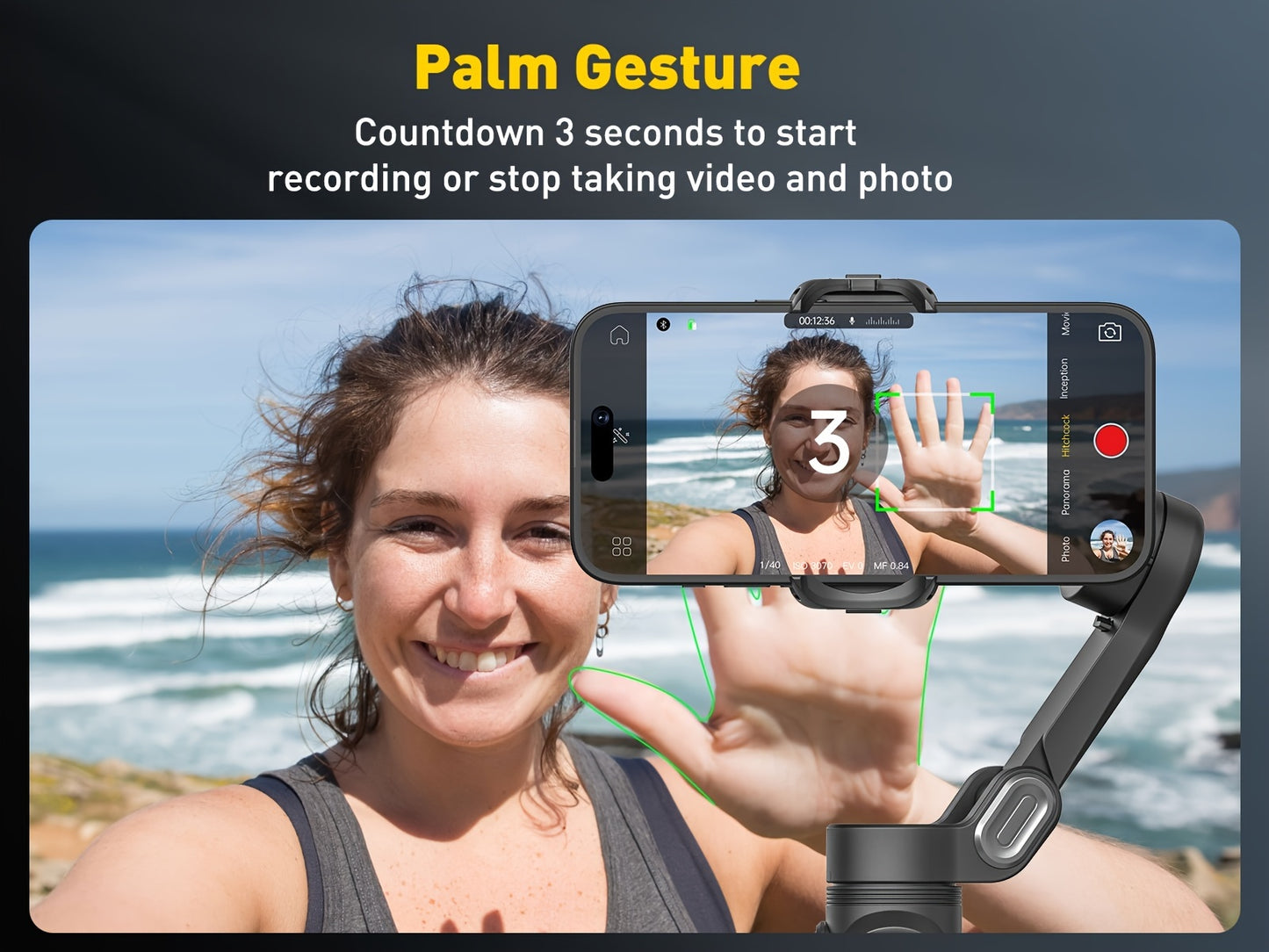 AOCHUAN Smart X Smartphone Gimbal Stabilizer For IPhone 15/14/13 Pro Max - Built-in LED Light, 3-Axis Foldable - For Video Recording & Vlogging - Perfect Gift for Content Creators & YouTubers