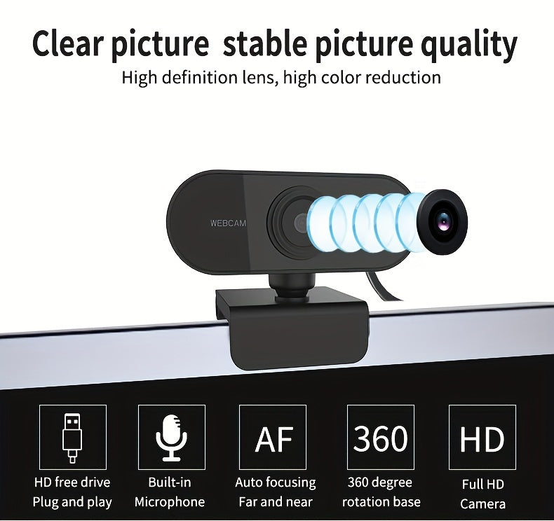 HD 1080P Webcam Mini Computer Webcam With USB Plug Rotatable Camera For PC Mac Laptop Live Video Teleconferencing Work