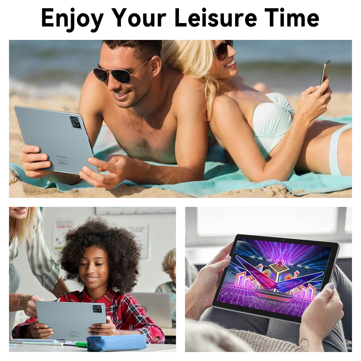 AEEZO 10.1-inch Silvery Tablet, Android 13 System, 64GB ROM, 6GB RAM, Quad-core CPU, 5000mAh Battery, Wireless Keyboard And Mouse, Stylus Pen, Sold Separately