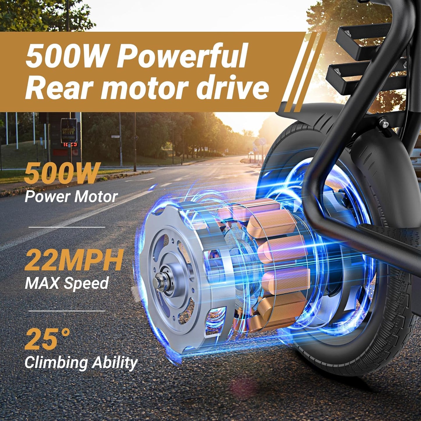 Electric Scooter - 350W Motor, 8.5" Solid Tires, Up to 19 MPH and 20/23 Miles Long-Range Portable Folding Commuting Scooter for Adults with Double Braking System and App