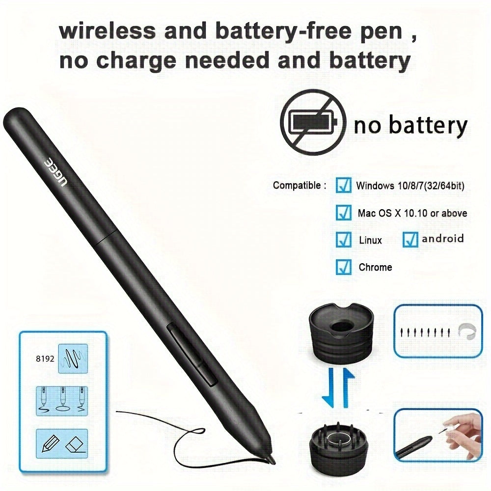 Graphics Drawing Tablets, UGEE M708 10 X 6 Inch Large Active Area Drawing Tablet With 8 Hot Keys 8192 Levels Pen Graphic Tablets For Computer Digital Art Creation Sketch For Windows Mac Os And Linux