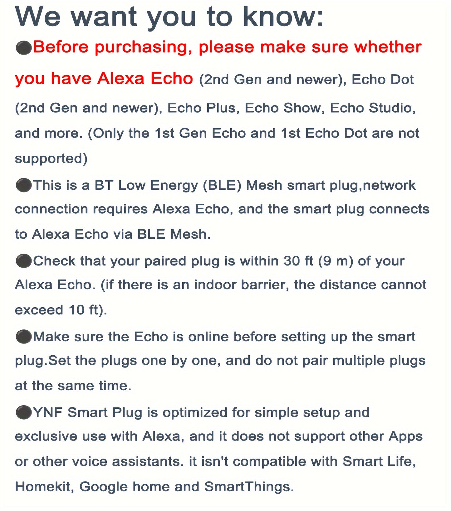 YNF Smart Plug Compatible With Alexa, Easy Setup With Voice Commands, Voice And Remote Control, Timer & Scheduling, Group Control, Stable Connection, Requires Alexa Echo