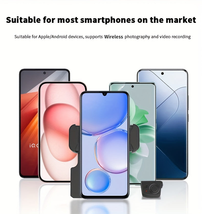 Desiontal Mini Smartphone Handheld Gimbal with Quick Magnetic Mount - Portable Outdoor Photography Selfie Stick Assistant with Detachable Shutter, Remote Shooting Capability, 1/4'' Screw Hole for Tripod Compatibility, Battery-Powered with Button Battery,