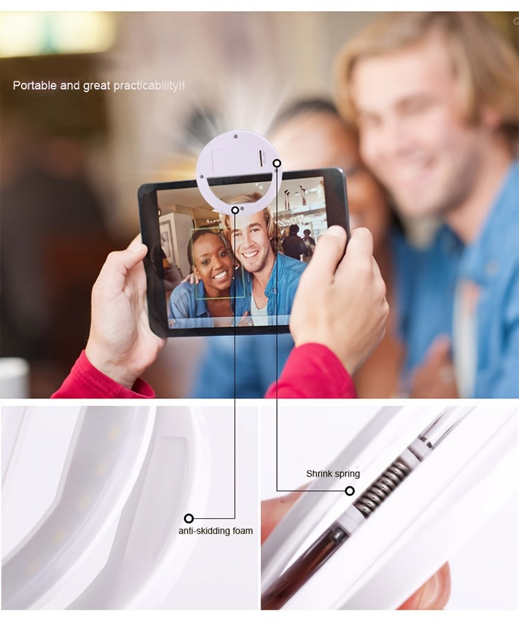 AAA Battery Mobile Phone Accessories Portable LED Ring Mini Fill Light Selfie Flash Ring Light For Phone Live Streaming Video Make Face Beauty